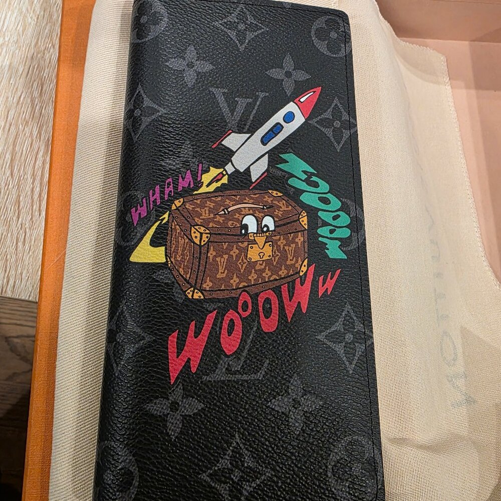 Louis Vuitton Brazza Limited Edition Comic Trunk Printed Monogram Eclipse Canvas